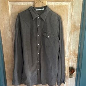 Criquet Men's Corduroy Long-Sleeve Button-Down Shirt in Gray